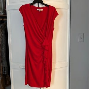 red wrap dress